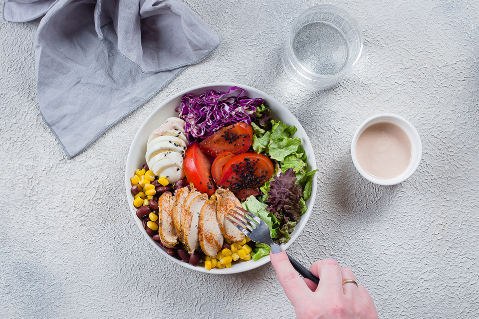 person eating a balanced meal